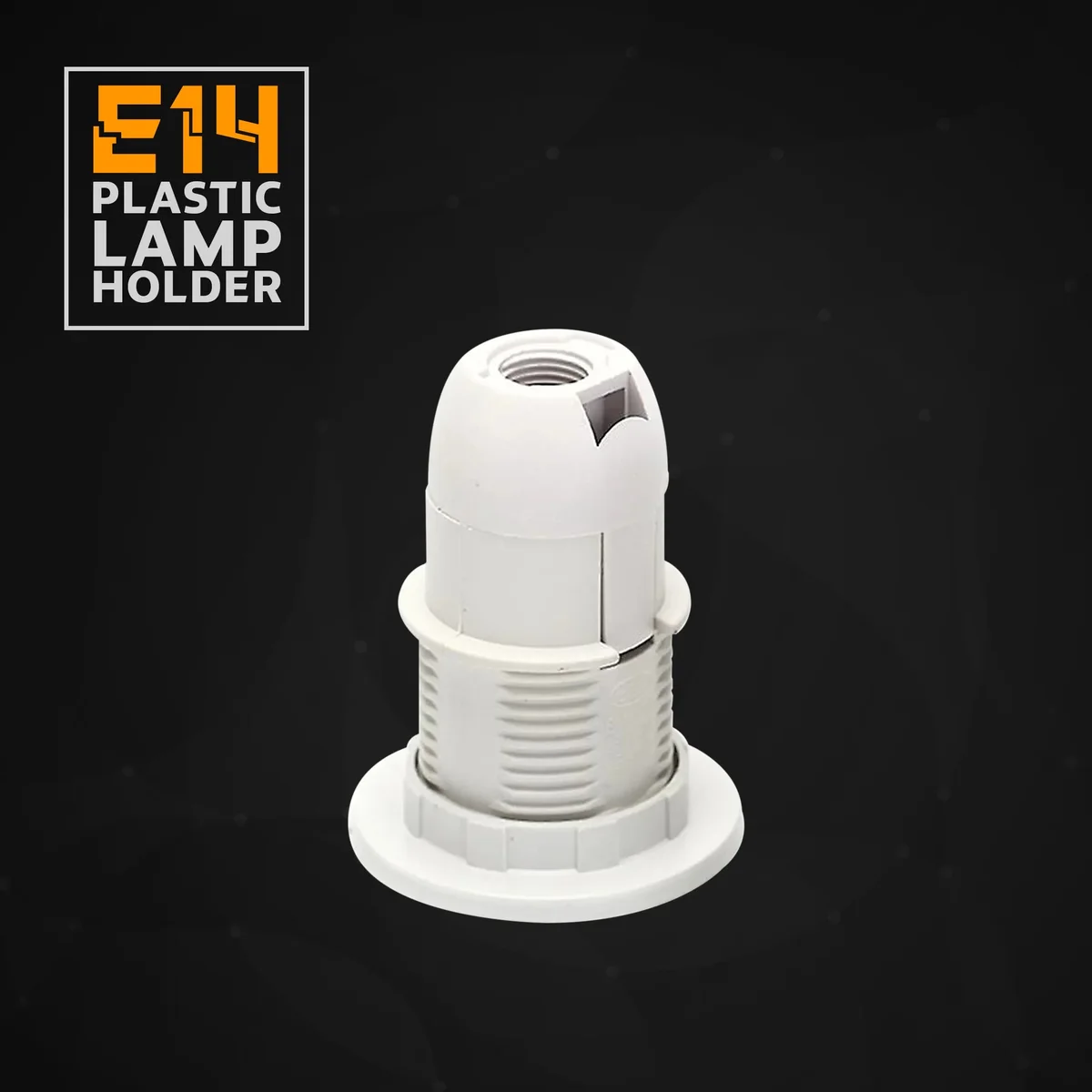 Five black vintage E14 bulb holders with metal and heat-resistant plastic, shown with installation hardware kit