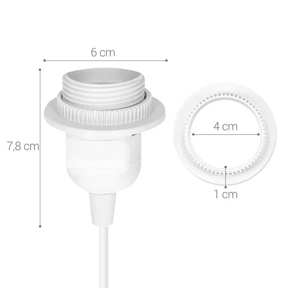 Black inline switch lamp kit with 2m rubber cable, E27 bulb holder, and 3-pin UK plug for desk or table lamps