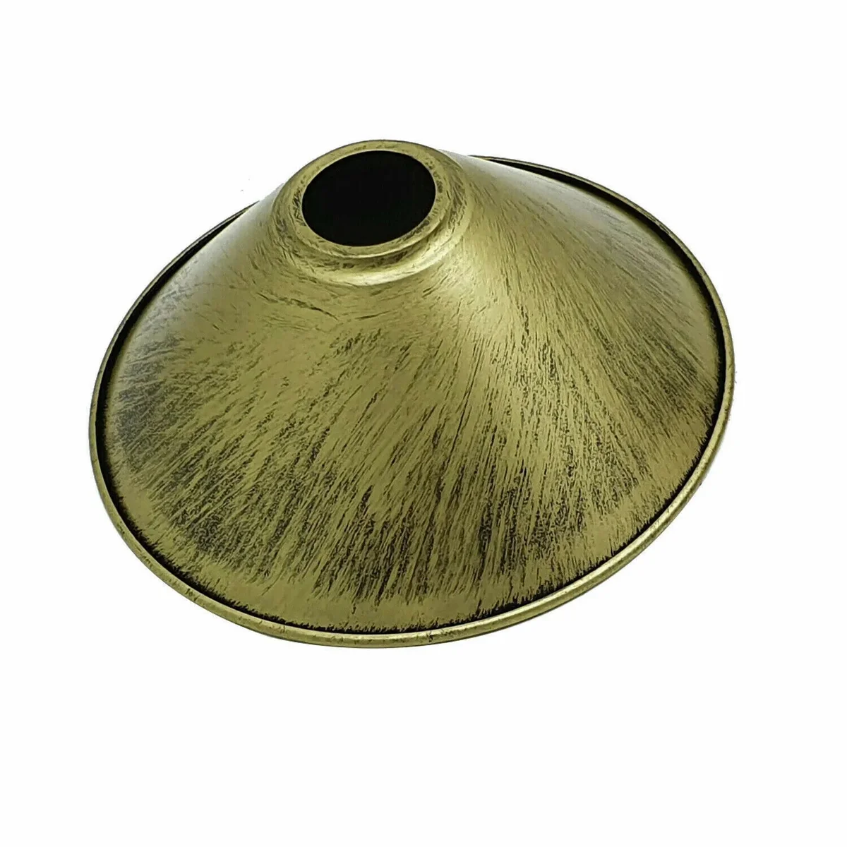 Black retro easy fit cone lamp shade with metal finish, 22cm diameter, shown hanging indoors against white background
