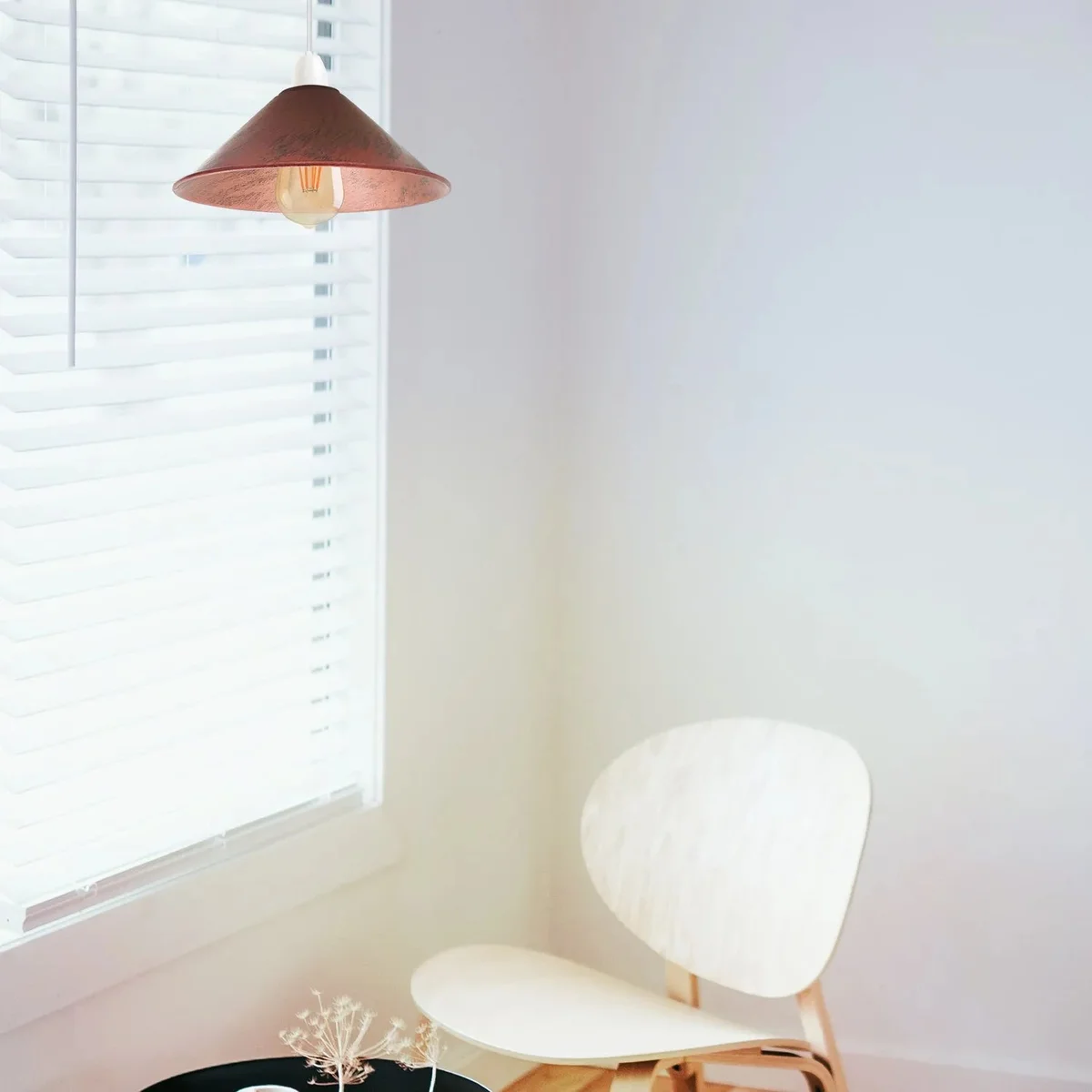 Retro metal ceiling light shade in shiny black, cone-shaped with a smooth finish, 22cm diameter, indoor use only