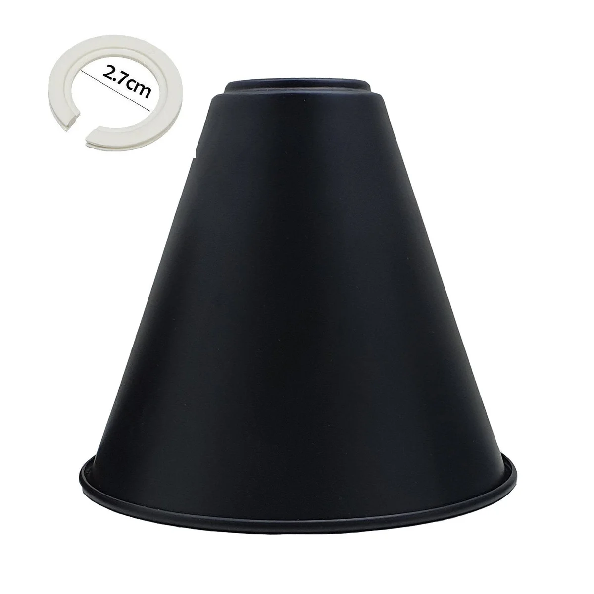 Black industrial 60W ceiling light shade with metal construction and concrete effect finish hanging from ceiling