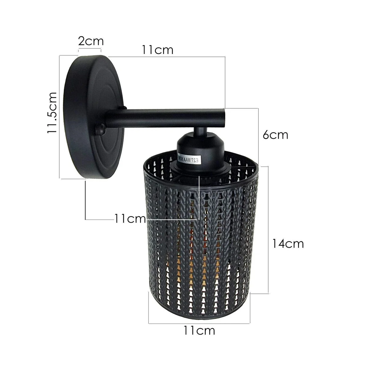 Modern industrial metal wall light shade with wire cage design mounted on a wall, showing rustic style and metal finish