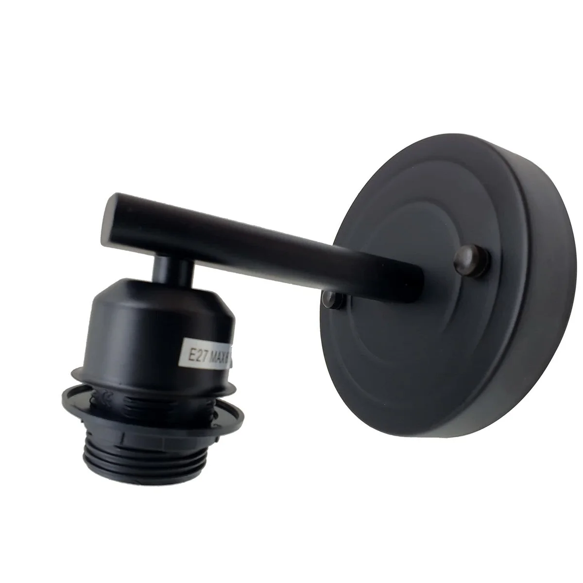 Modern industrial wall lamp with retro wire cage design, metal shade, and E27 bulb holder mounted on wall bracket