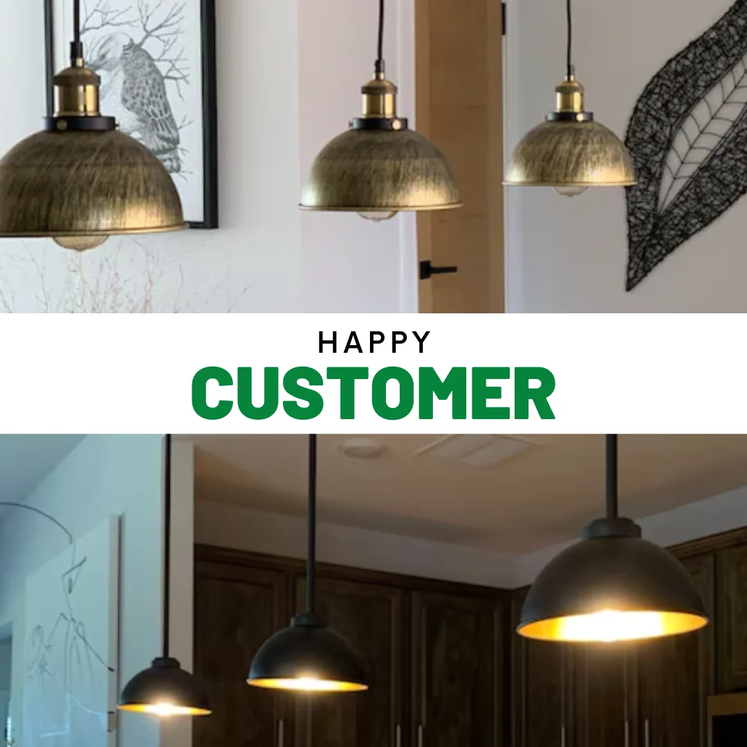 Brushed brass 21cm metal dome E27 pendant light shade with easy fit design for modern or industrial decor