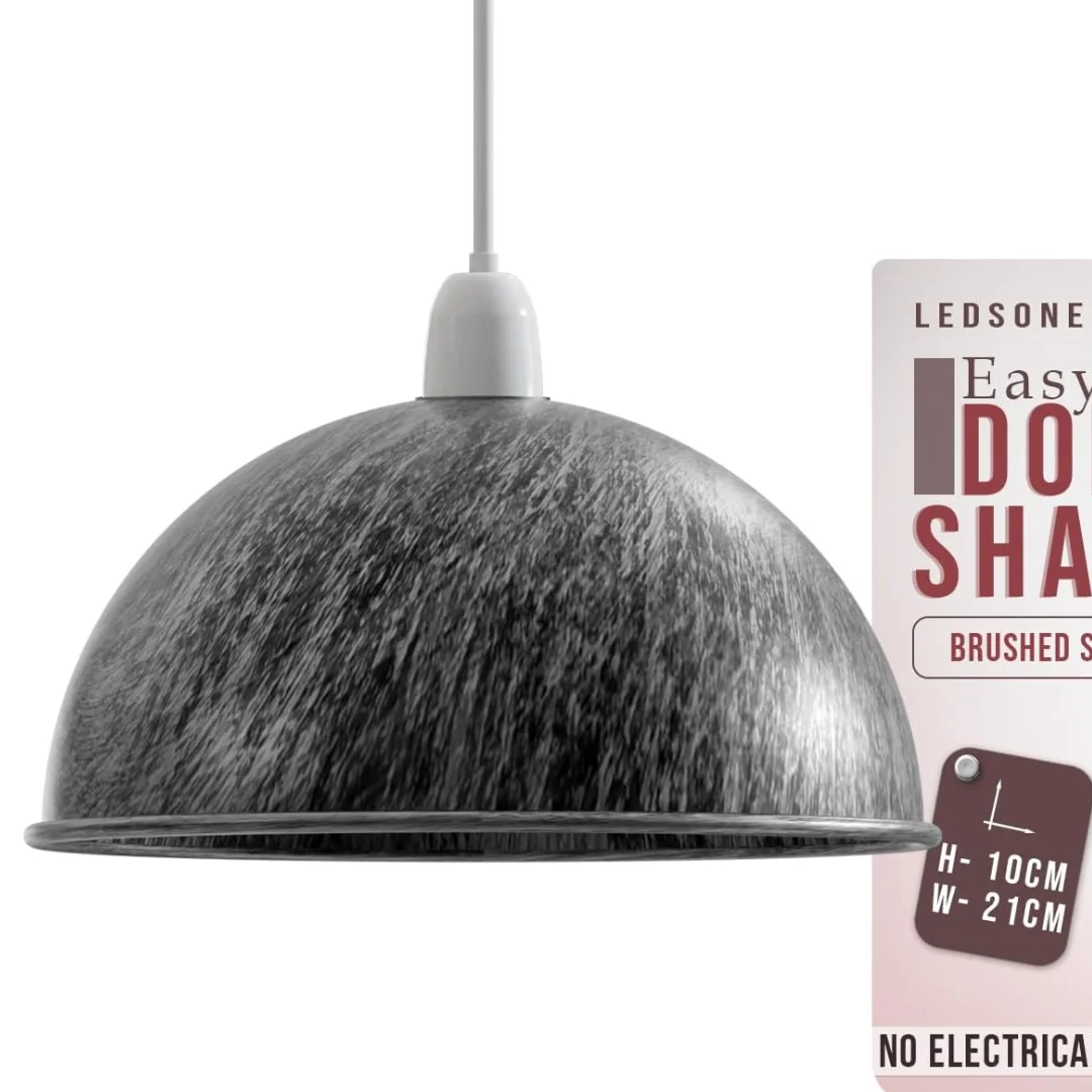 Rustic red metal pendant light shade with dome shape, 21cm diameter, easy-fit for E27/B22 fittings, modern style