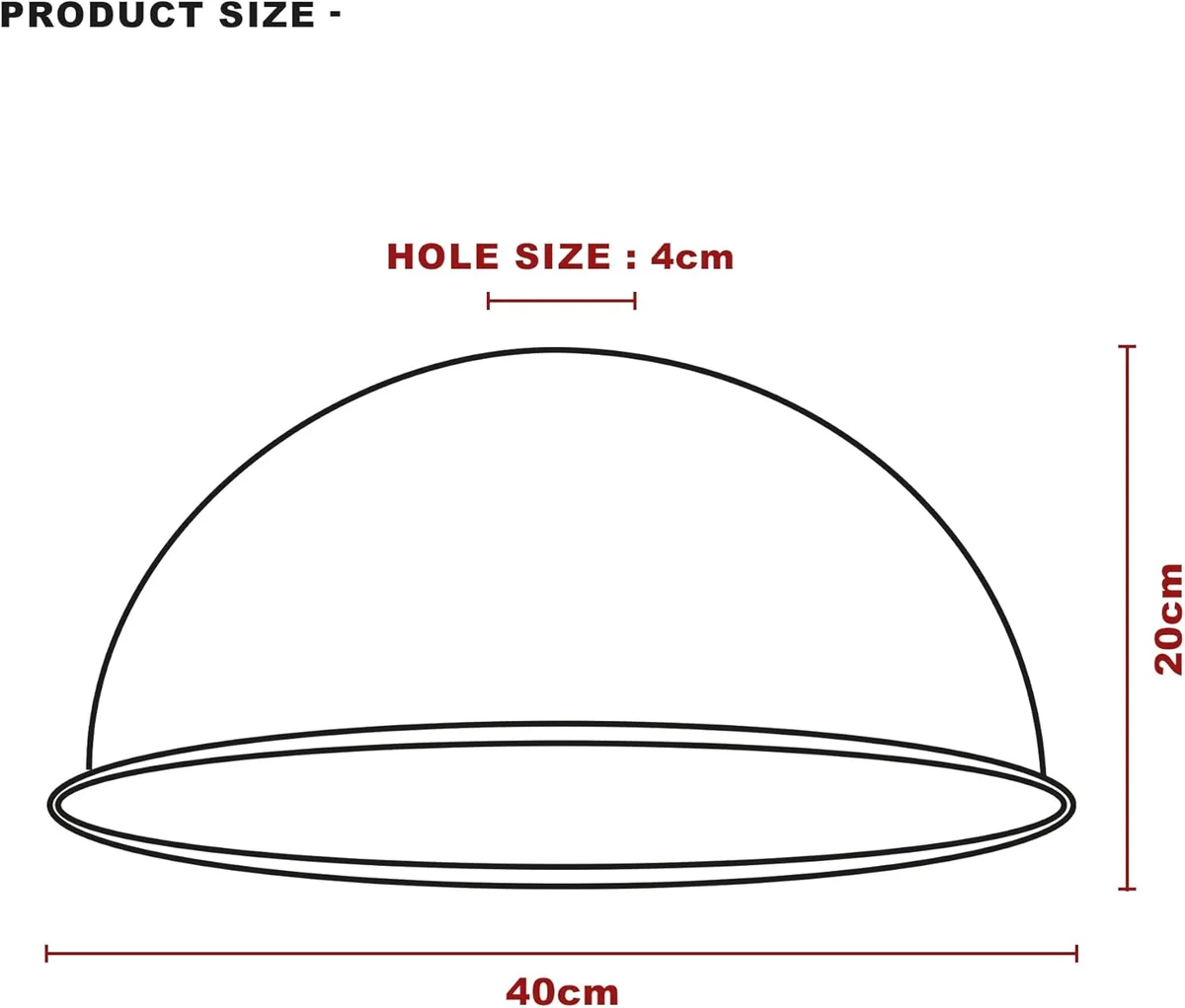 Modern 40cm dome-shaped metal pendant lamp shade with white interior for indoor ceiling light fixtures