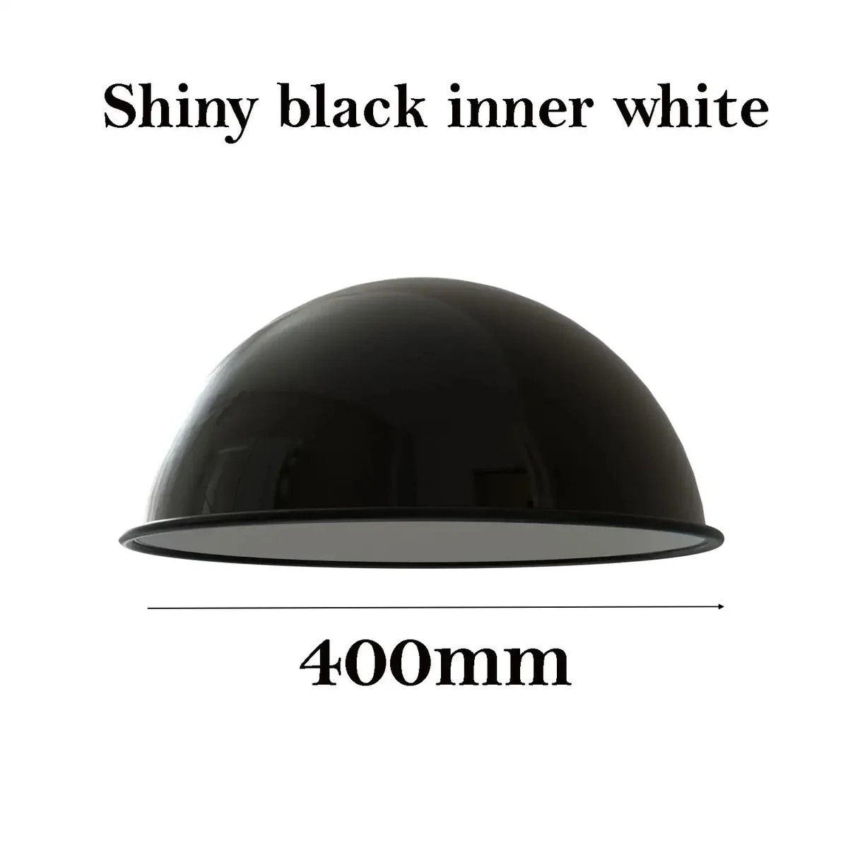 Modern dome-shaped metal indoor light shade with white inner, 40cm diameter, suitable for ceiling lights and lamps