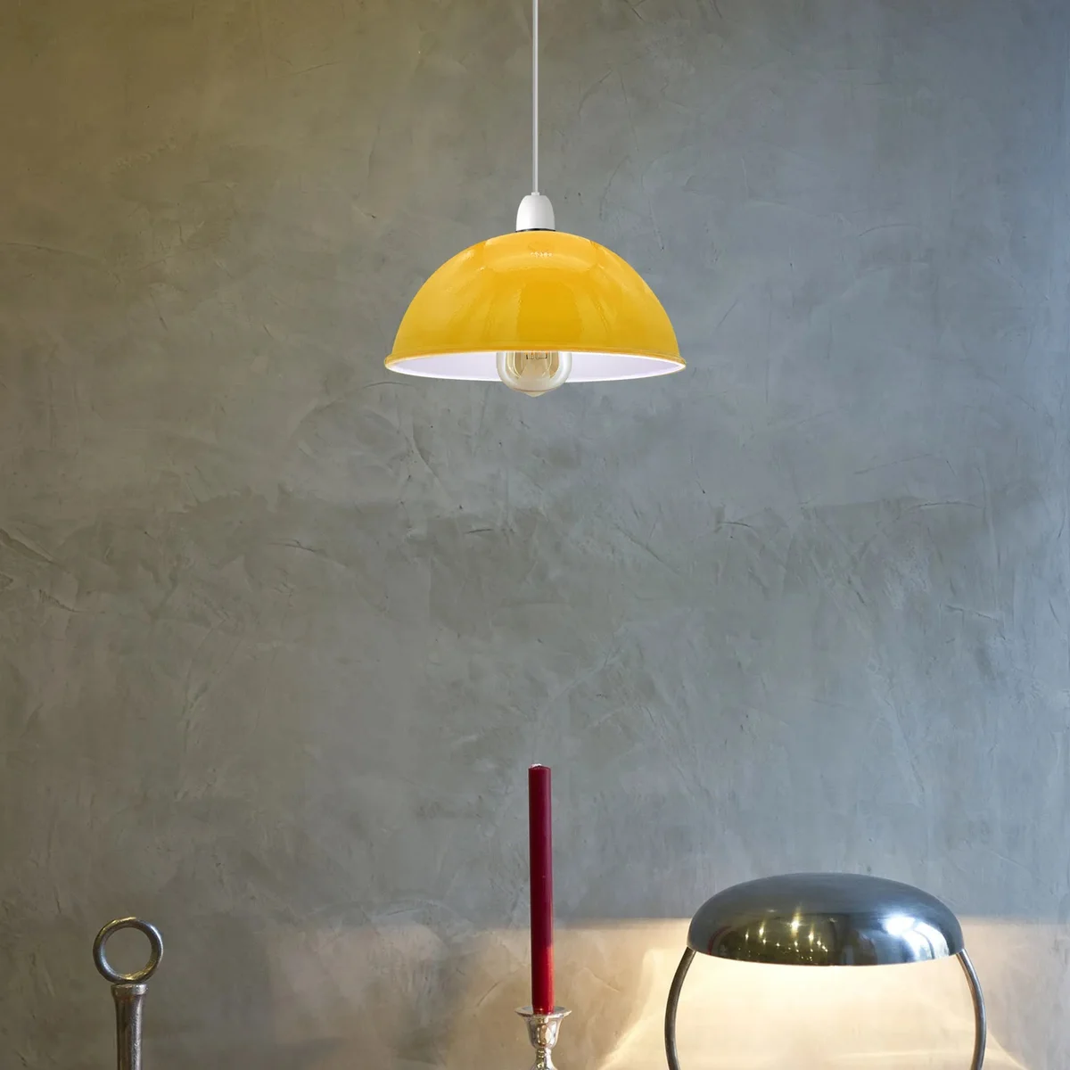 Modern dome-shaped 40cm ceiling lampshade in metal with white inner, suitable for indoor ceiling pendant lighting