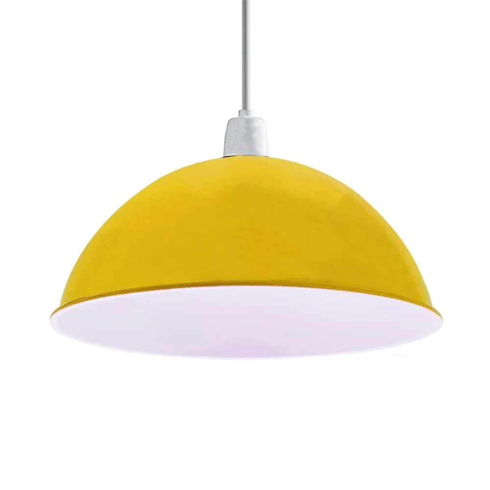 Modern 40cm dome-shaped metal easy fit lamp shade with white inner, designed for indoor ceiling lights and lamps