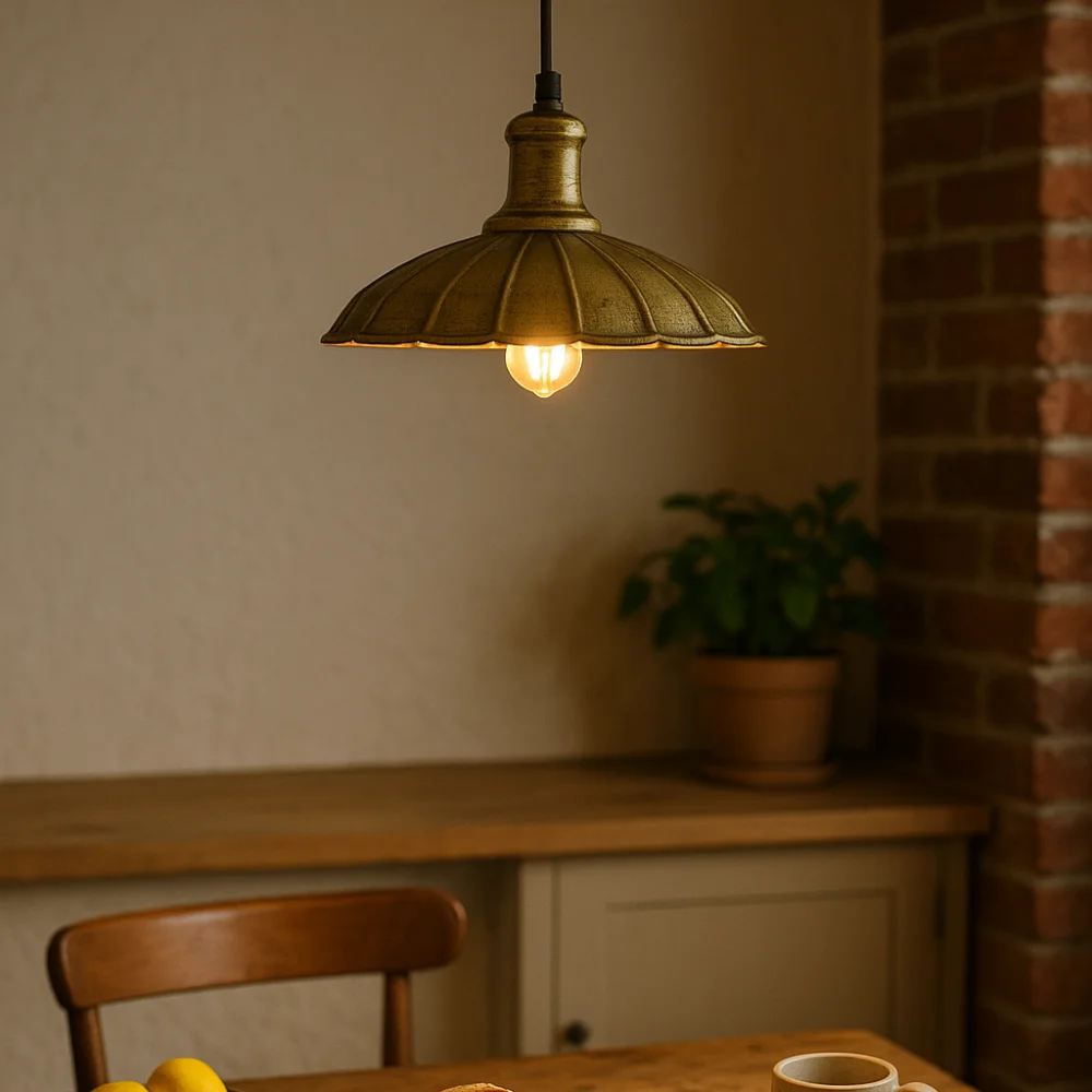 Vintage industrial pendant light with black metal shade and 95cm cord, suitable for E27 bulbs, modern retro design