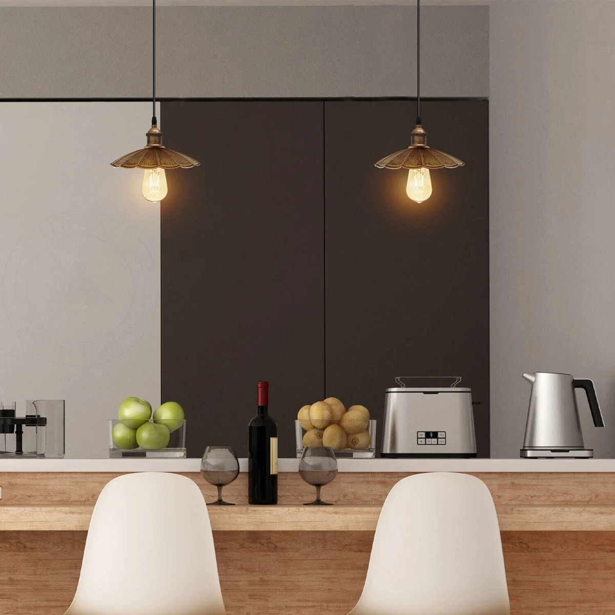 Modern ceiling pendant light with black metal shade and 95cm cord, suitable for various room décors and E27 bulbs