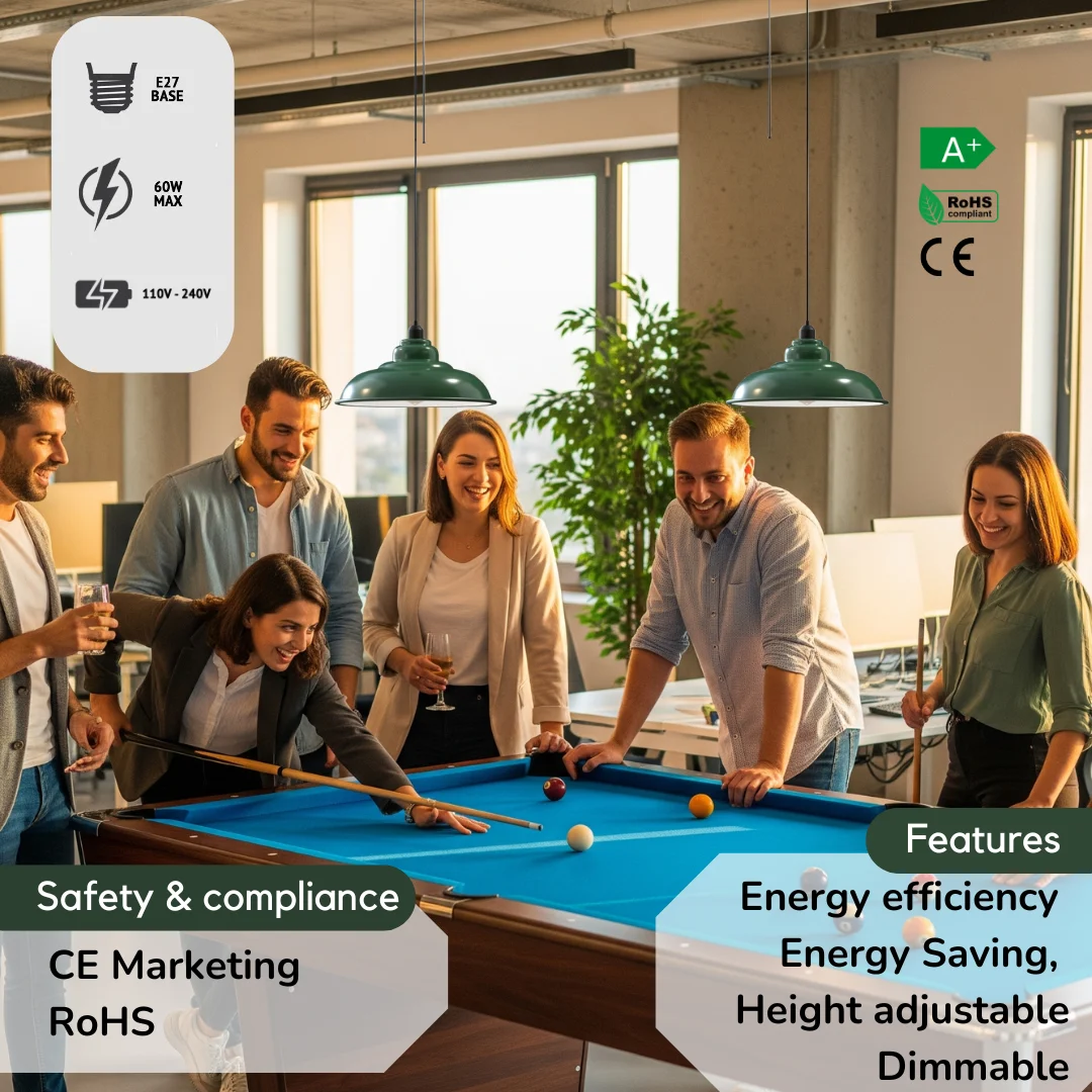 Red vintage ceiling light pendant with angled metal dome shade and 95cm cable against white background