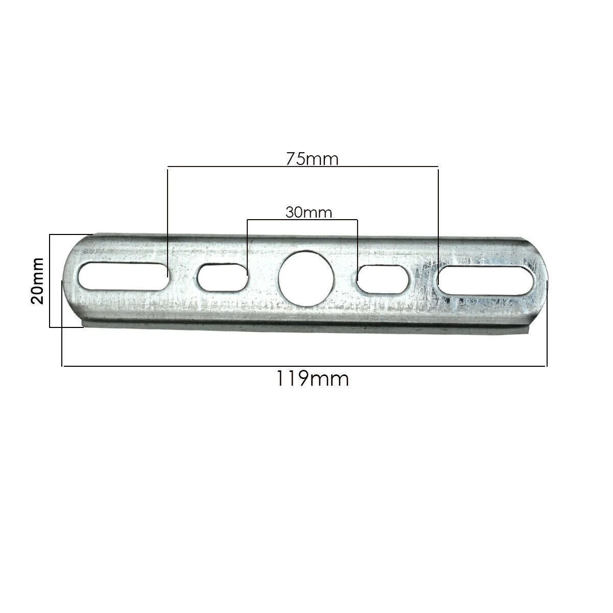 Silver metal ceiling light mounting bracket kit with screws, nuts, wall plugs, and earth lead accessories laid out on white background