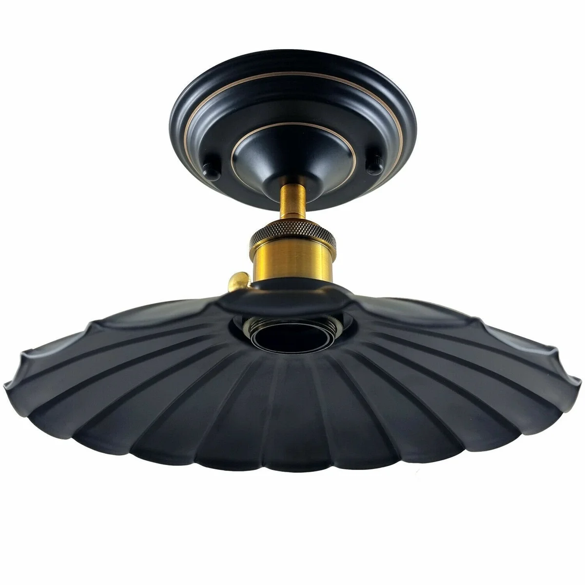 black ceiling light, flush‑mount, 14 cm plate, E27 base