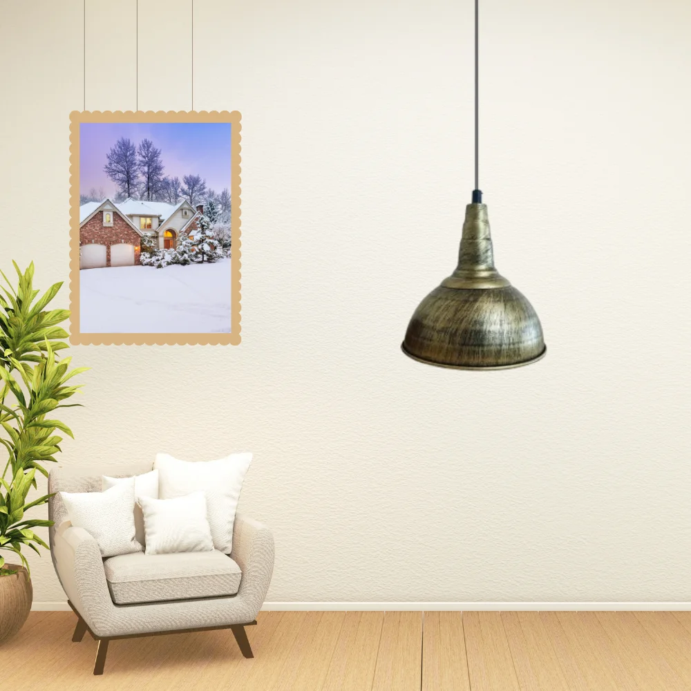 Vintage pendant light with dome-shaped metal shade in brushed copper finish, hanging from adjustable black wire