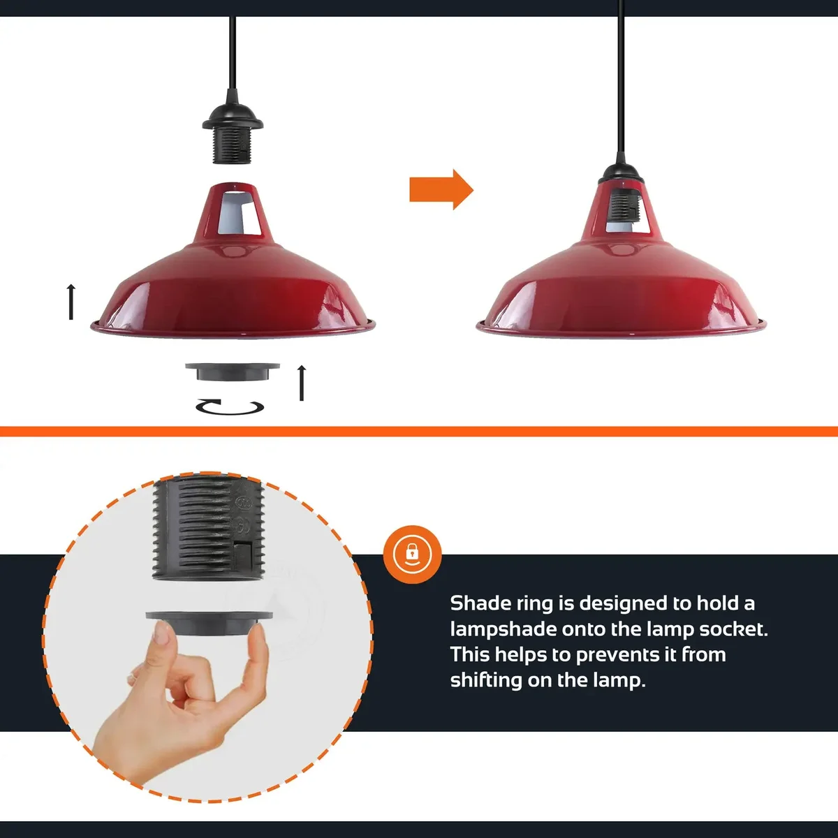 Vintage style dimmable ceiling light with metal pendant, E27 base, and 95cm adjustable cord hanging indoors