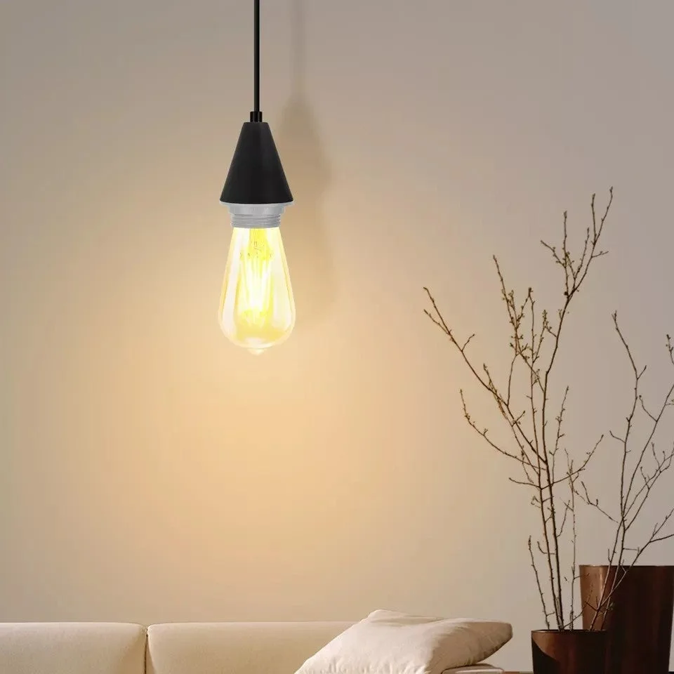 Vintage pendant ceiling light with metal holder and adjustable 95cm PVC cable, suitable for E27 bulbs, indoor use