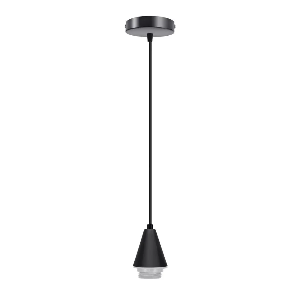 Adjustable pendant lamp with metal holder and 95cm PVC cable, vintage style ceiling rose for indoor use