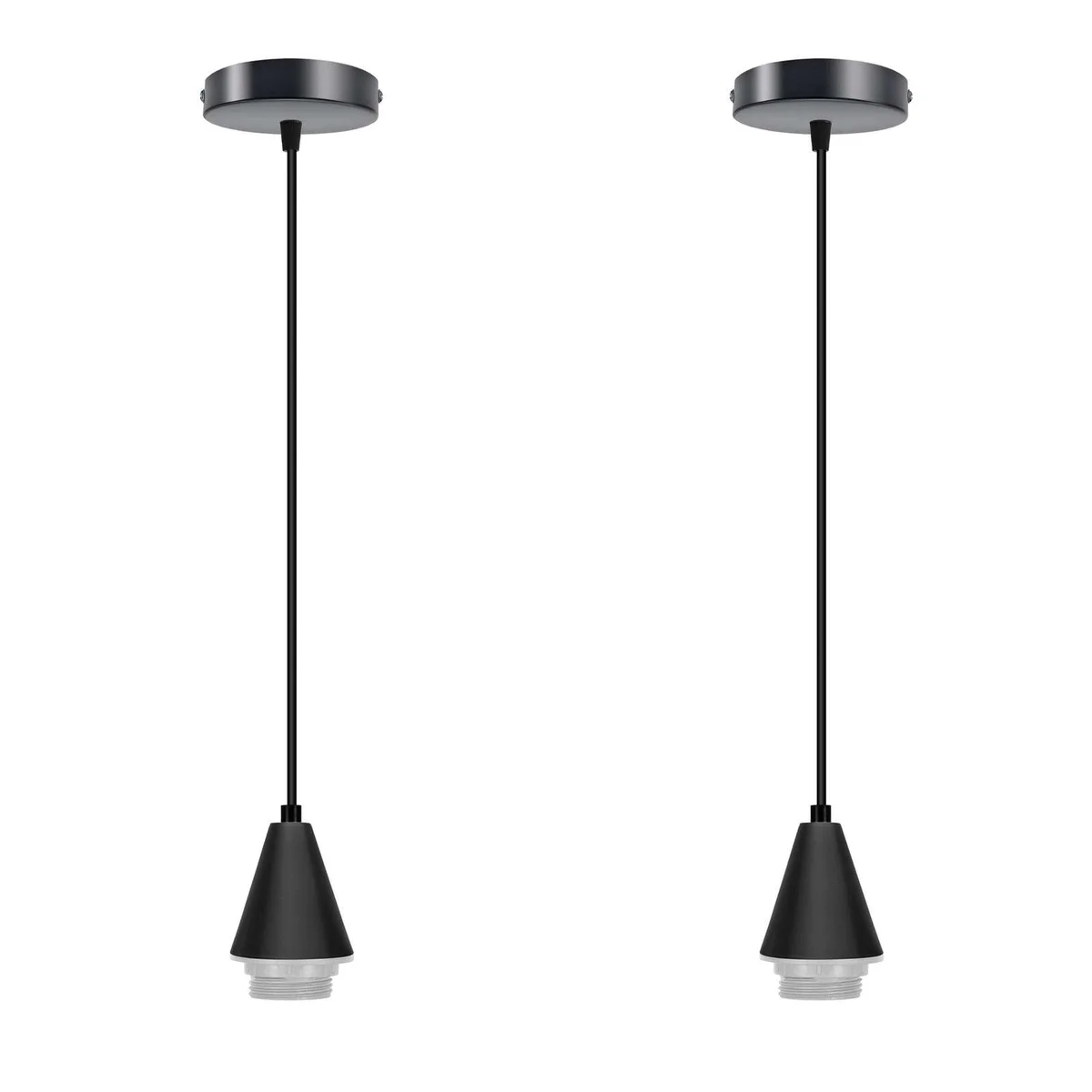 Vintage style E27 bulb ceiling light with adjustable 95cm metal and PVC cable, ideal for living room lighting