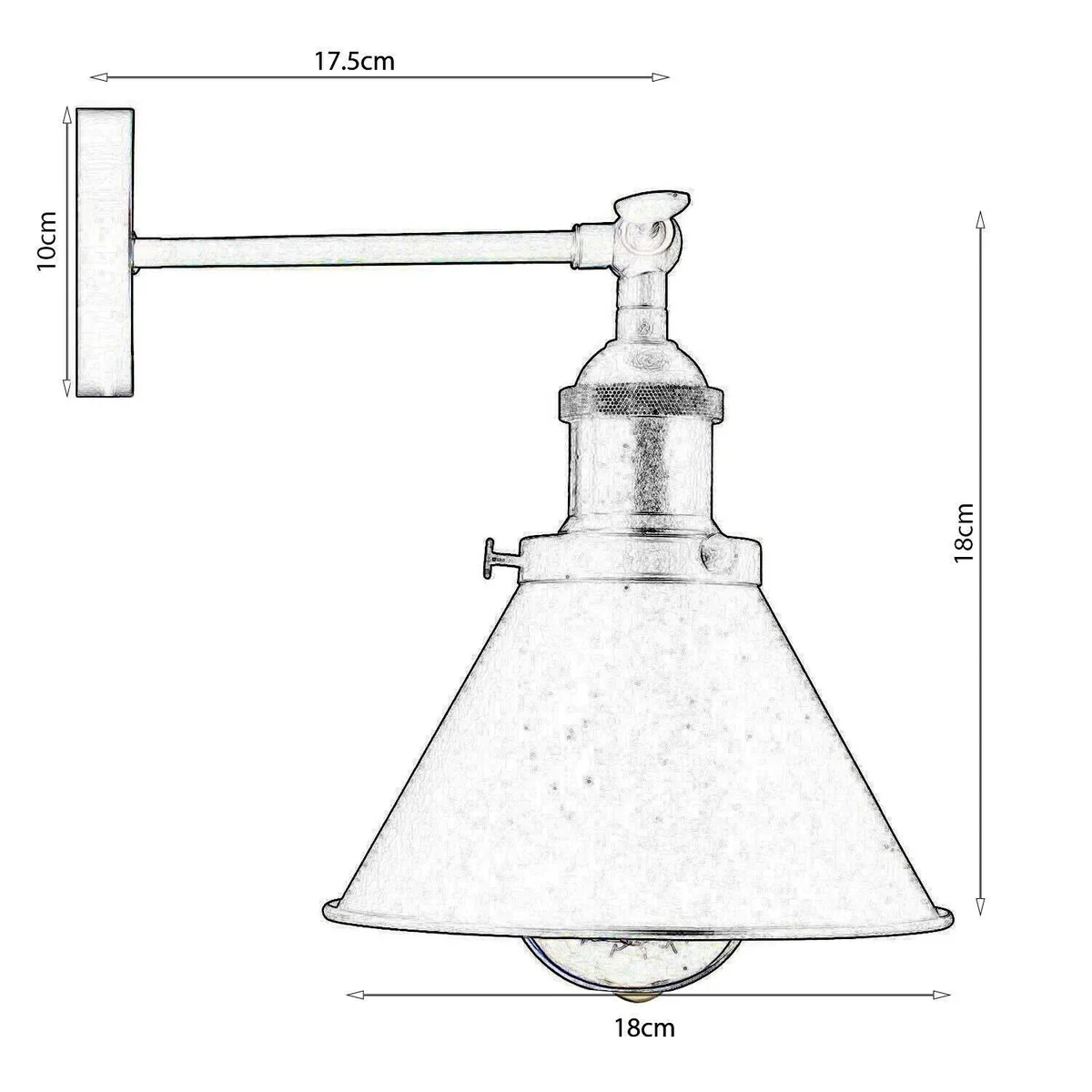 Black metal wall light with a flat shade and swan neck arm, designed for vintage industrial style decor.