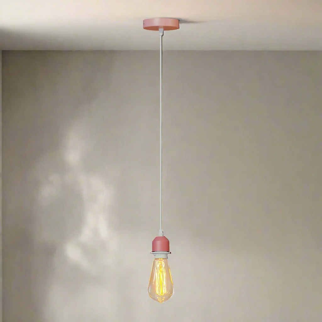 Vintage pendant light holder with E27 base, metal and PVC, 95cm adjustable cable, ceiling rose included, retro style