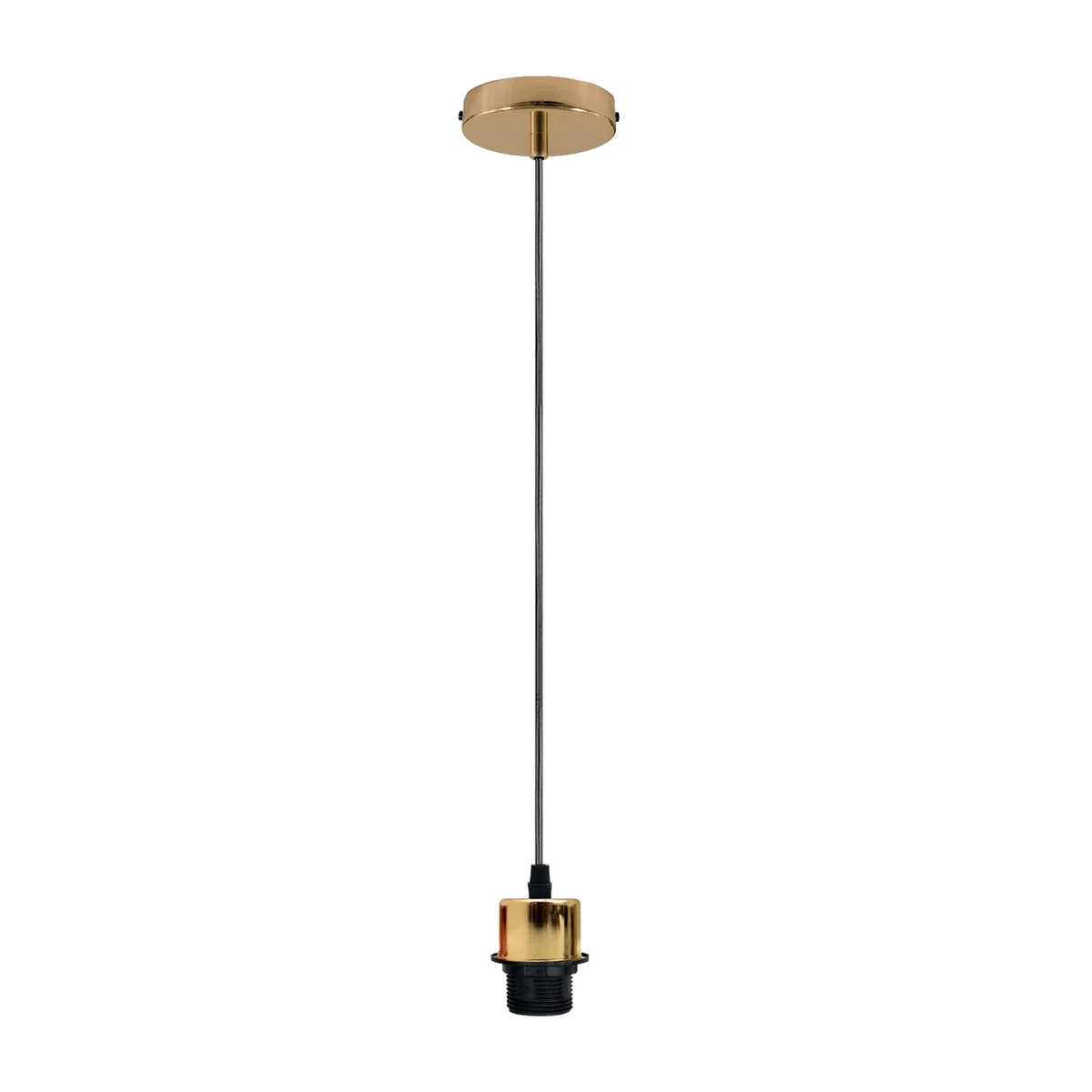 Vintage pendant light holder with metal and PVC parts, E27 base, 95cm adjustable cable, and ceiling rose fitting