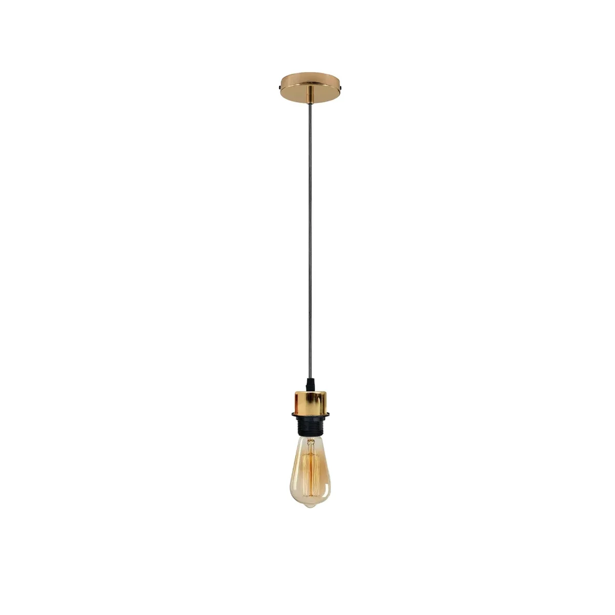 Vintage pendant light holder kit with E27 base, metal and PVC materials, 95cm adjustable cable, and ceiling rose fitting
