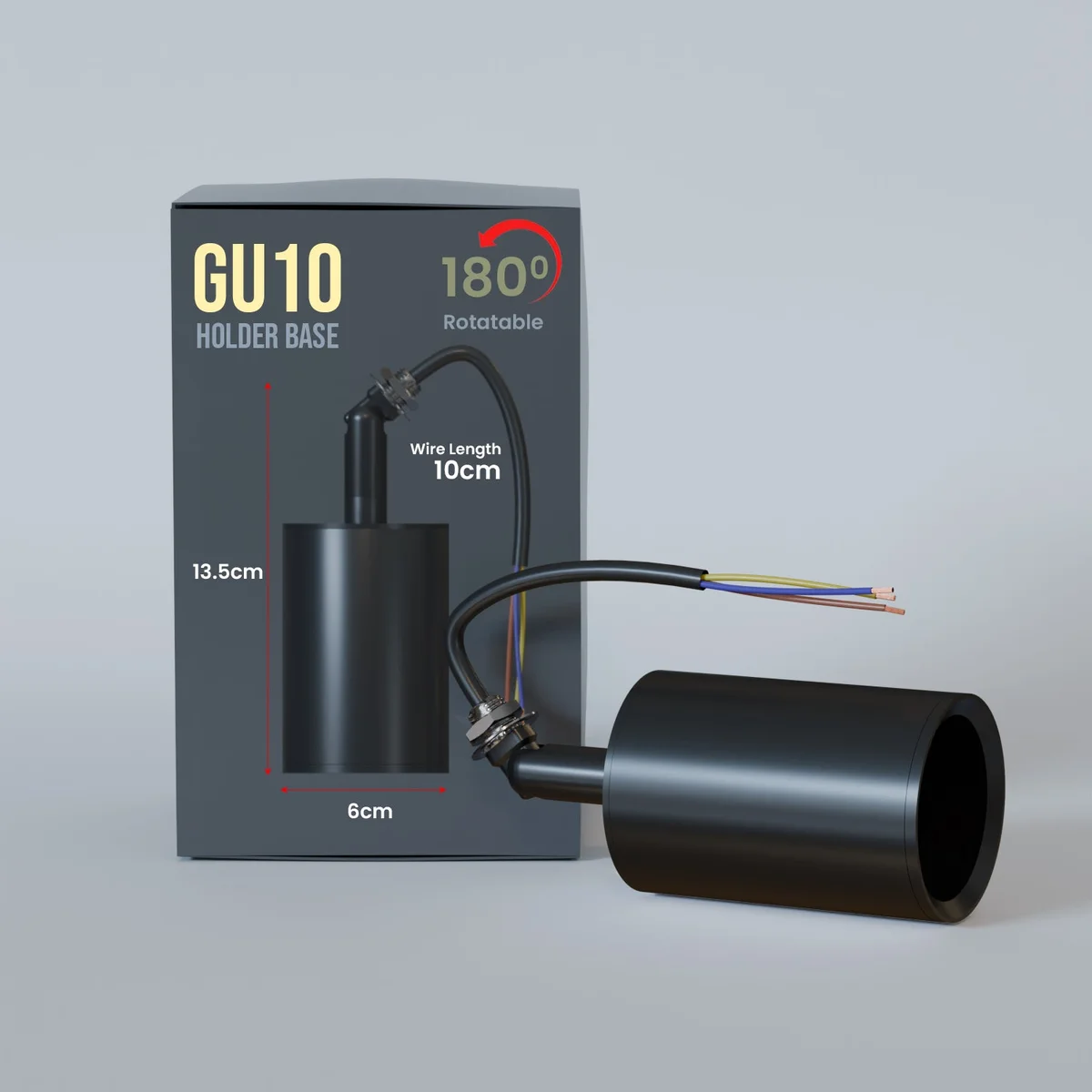 Matte metal GU10 lamp holder with a vintage industrial design, cylinder-shaped for standard GU10 bulbs up to 60W