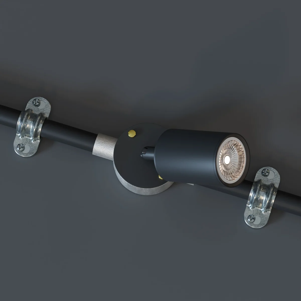 Metal GU10 bulb holder with smooth matte finish, vintage industrial style, designed for standard GU10 bulbs up to 60W