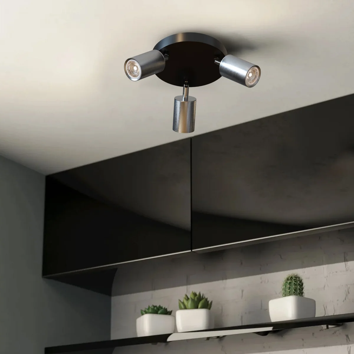 Cylindrical vintage hardwired lamp holder in matte metal finish for GU10 bulbs, ideal for industrial interiors