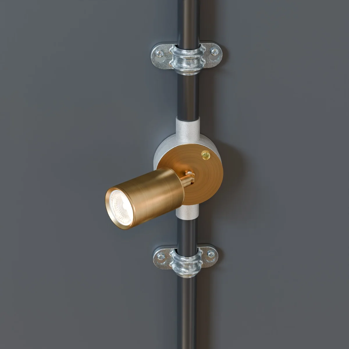 Metal GU10 lamp holder with matte finish, cylinder-shaped, vintage industrial style for standard GU10 bulbs, no shade included