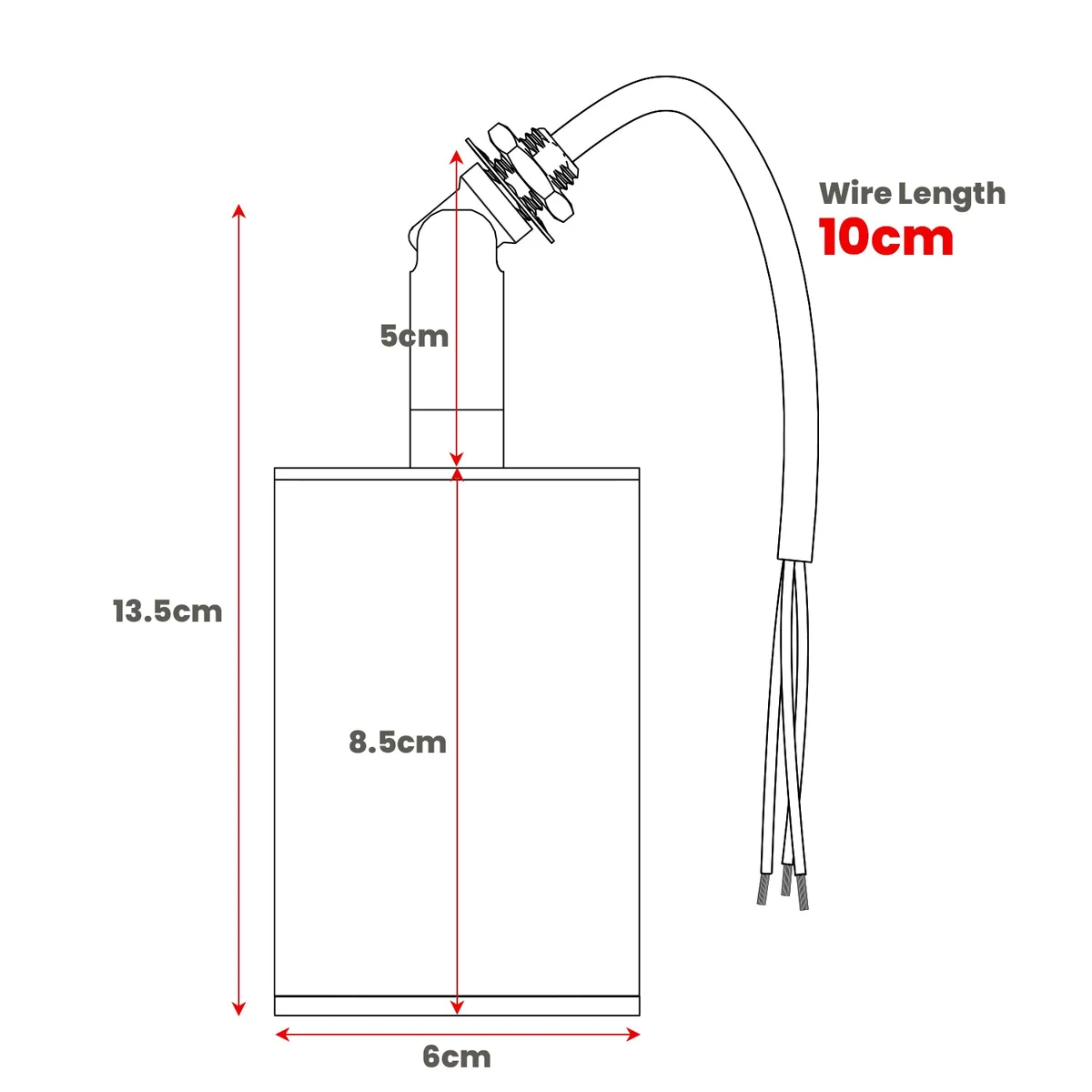 Cylindrical matte metal GU10 lamp holder with corrosion-resistant finish, suitable for vintage and industrial interiors