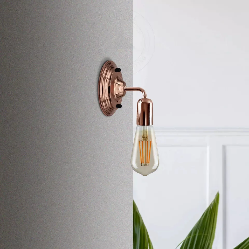 Modern vintage wall lights metal sconce in French gold with curved arm and hardwired fitting for indoor use