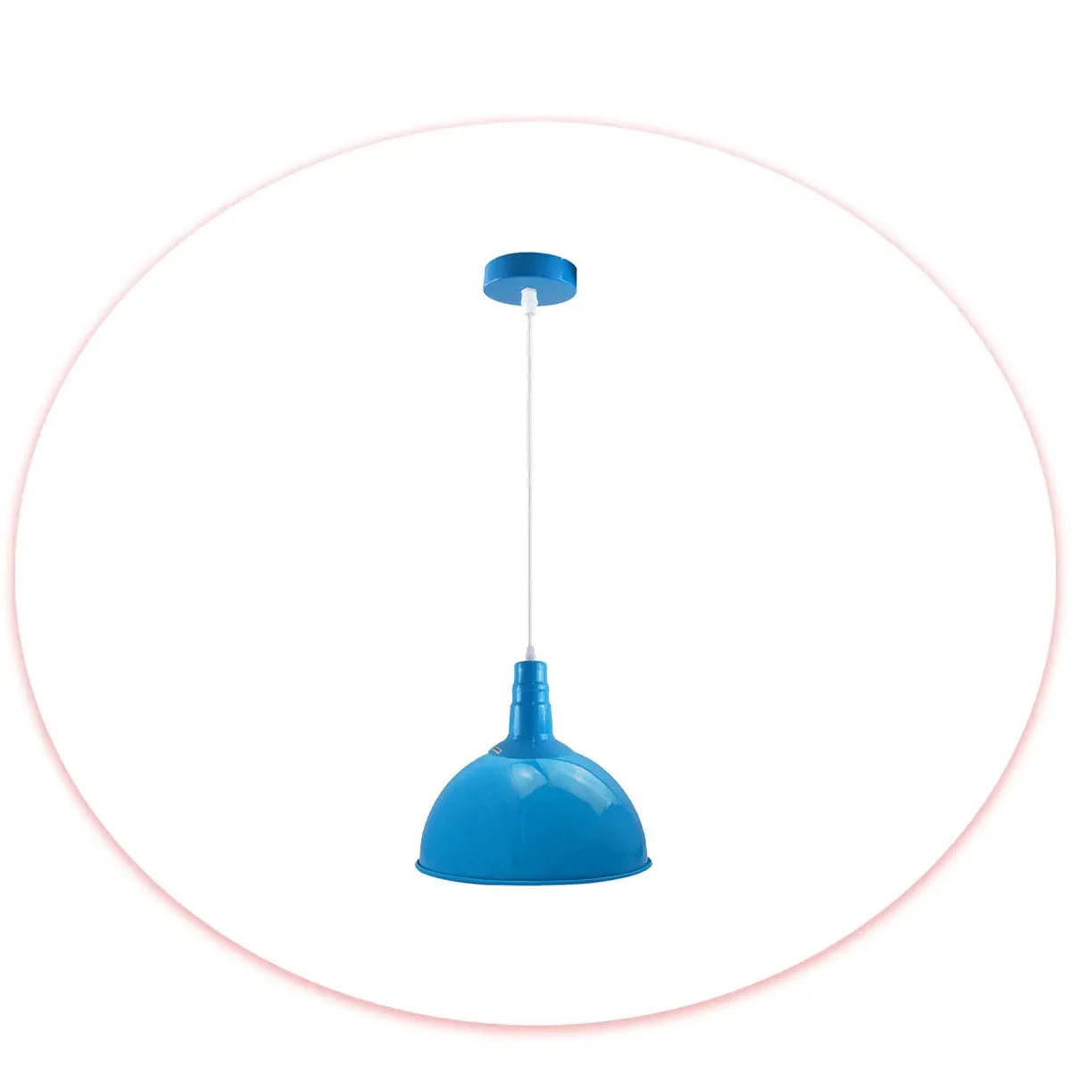 Blue dome modern pendant lighting with adjustable angled hood and 95cm cable, ideal for restaurants and cafes