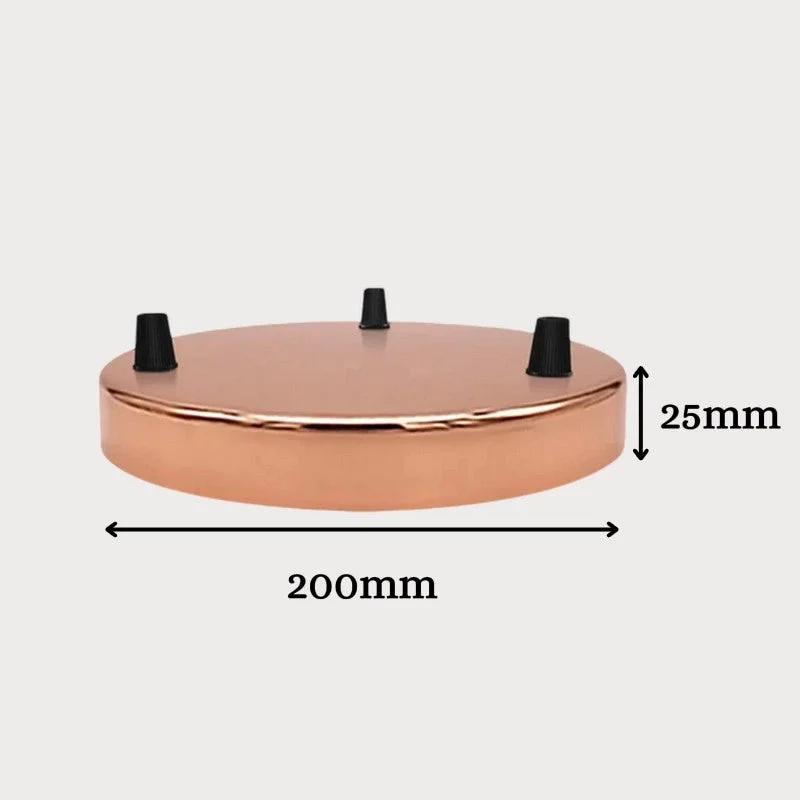 Vintage brass metal ceiling rose with three holes and included hardware for pendant light installation, 8-inch diameter