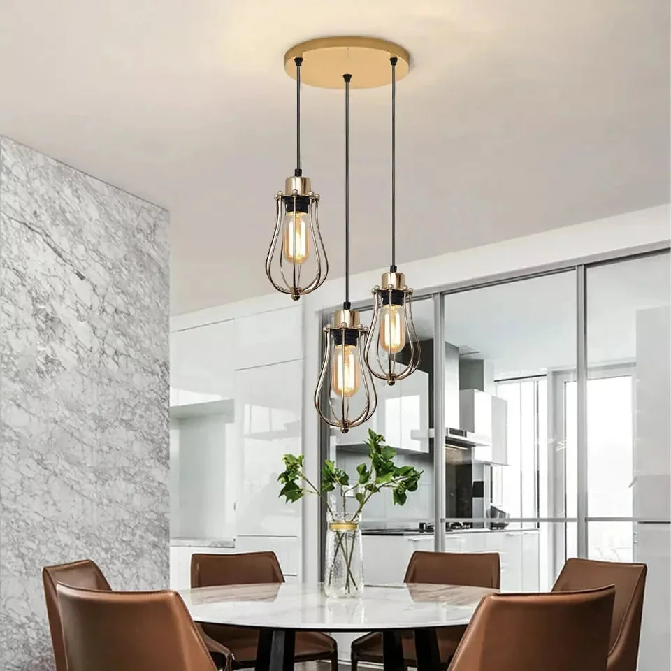 Vintage brass ceiling rose canopy kit with three holes and included installation hardware on a white background