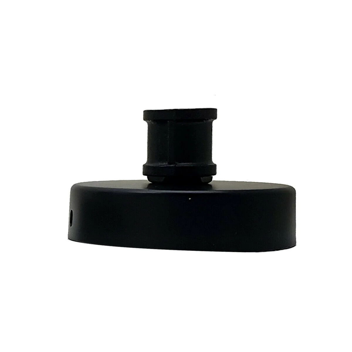 Black metal ceiling rose with vintage industrial pipe design, textured finish, and 10cm diameter for indoor lighting fixtures