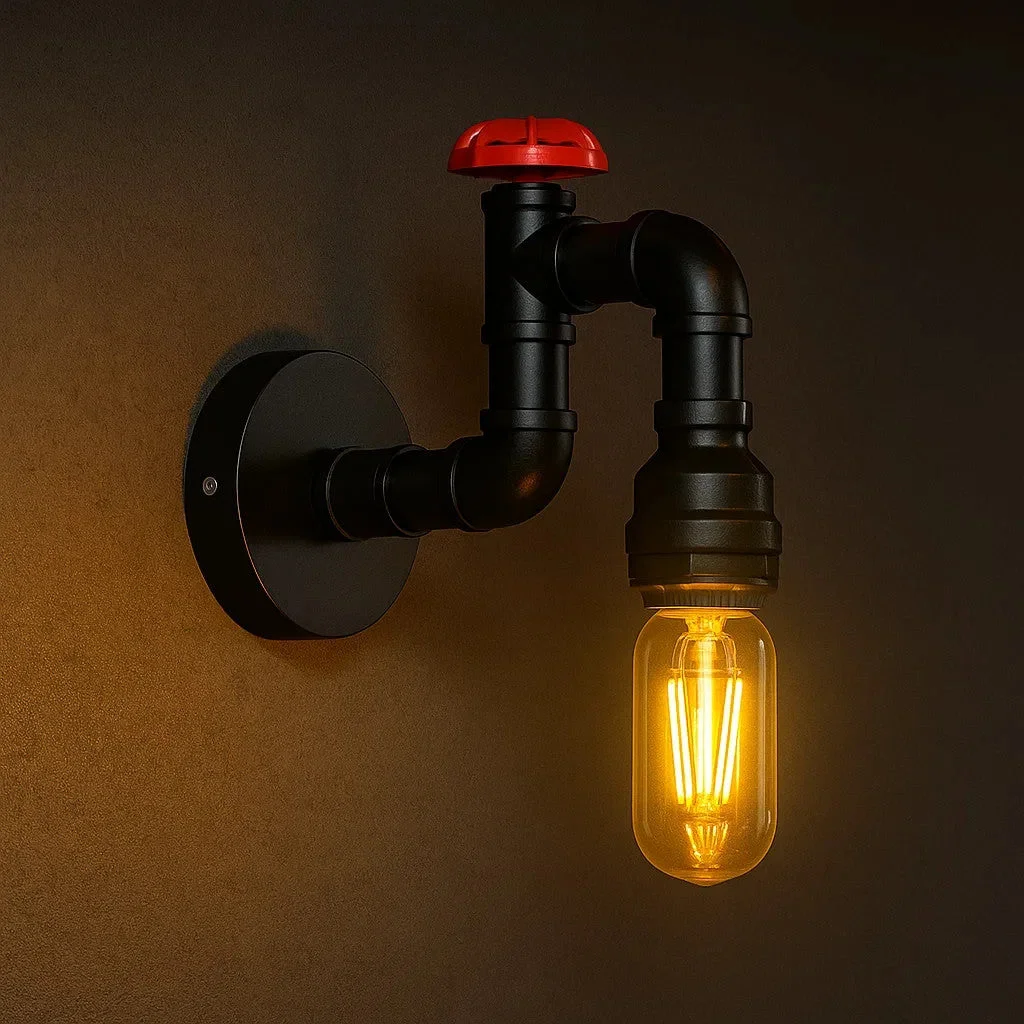 Black metal industrial ceiling rose with pipe-style design and textured finish, 10cm diameter for indoor lighting projects