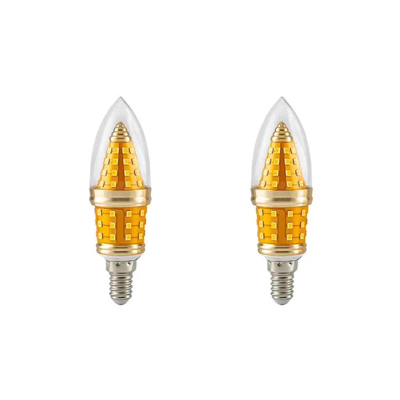 Retro style E14 flame tip cool white LED bulb with clear glass and golden base for chandeliers and pendant lights