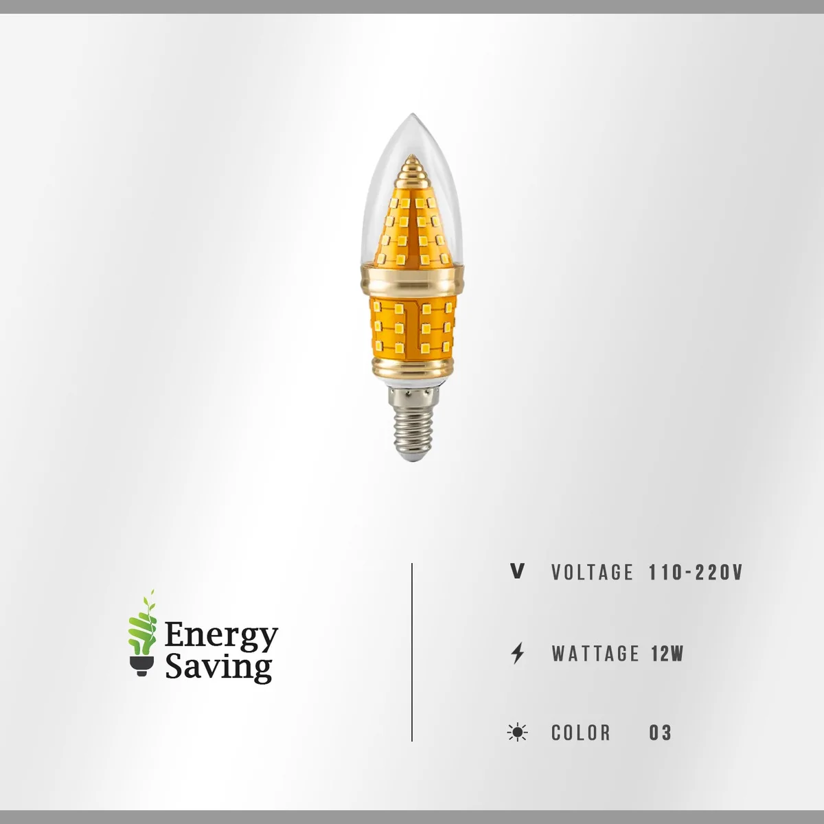 Retro flame tip E14 energy efficient candle bulb glowing cool white light with clear crystal glass design