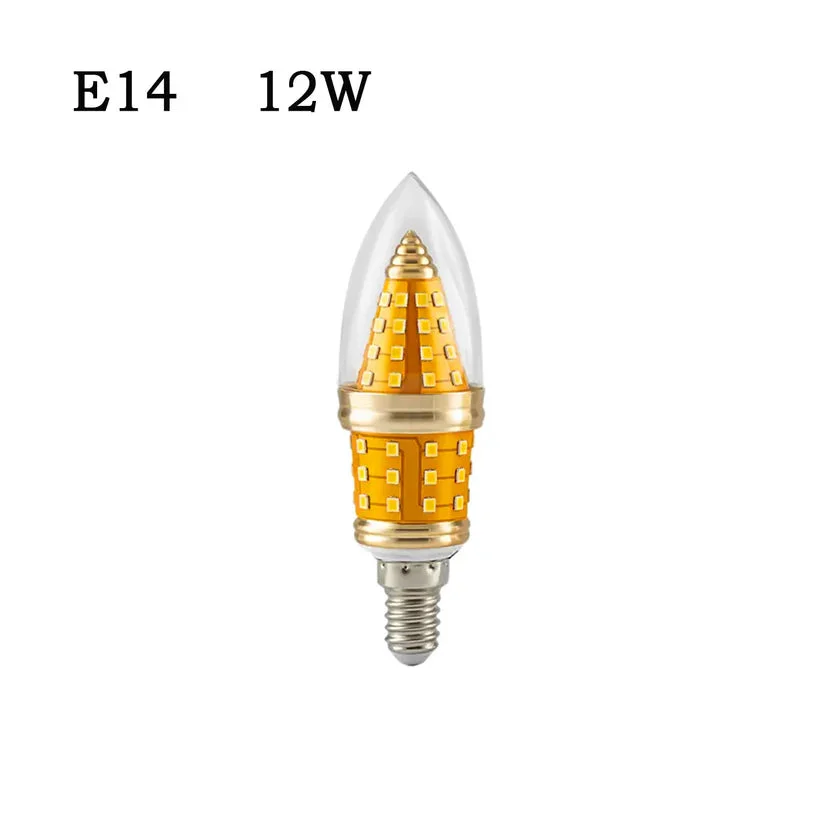 E14 LED candle bulb with retro flame tip, clear glass, and cool white light for chandeliers and pendant fixtures