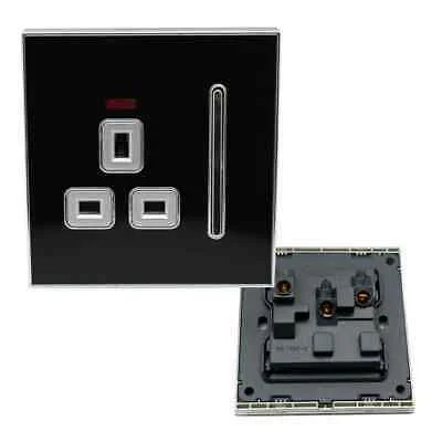 Screwless 13 amp wall socket with double switches and dual USB ports in white fireproof PC material flat plate design