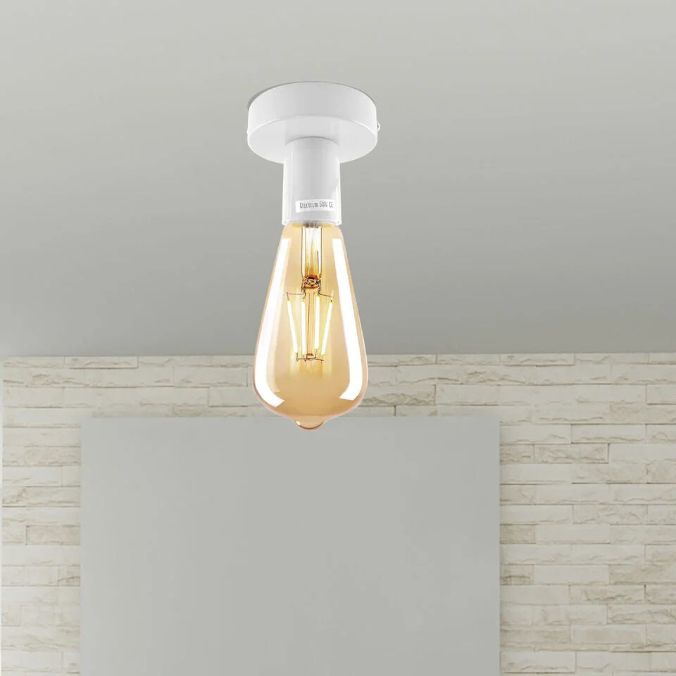 E27 lamp socket with metal base, yellow color, visible screw interface.