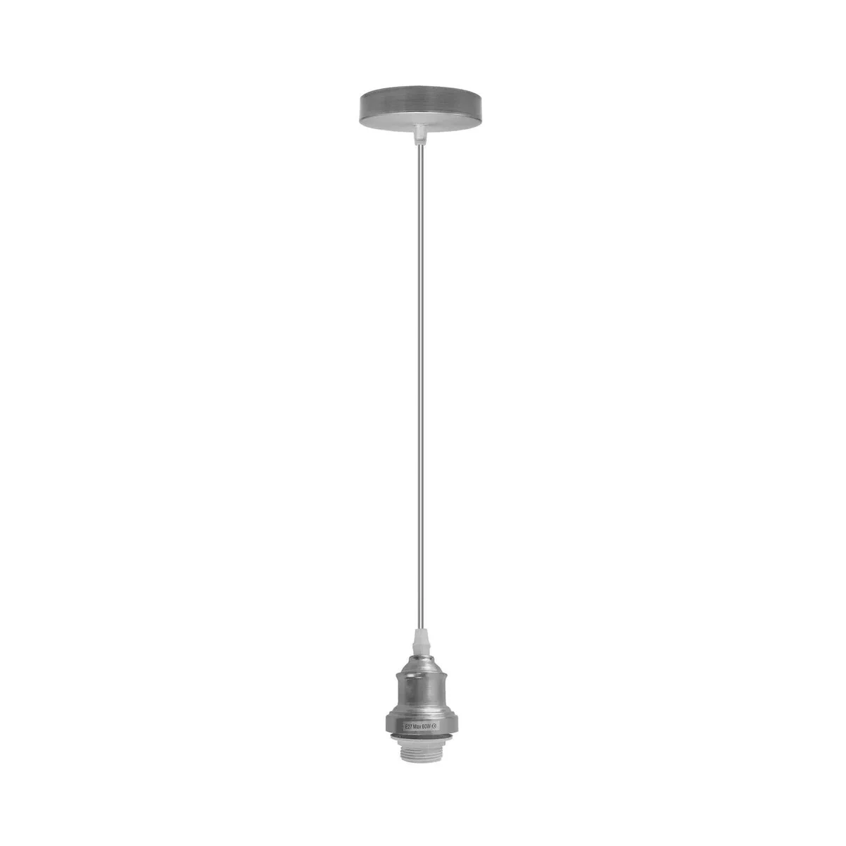 Vintage ceiling light with satin nickel metal pendant, adjustable 95cm round cable, suitable for E27 bulbs, indoor use