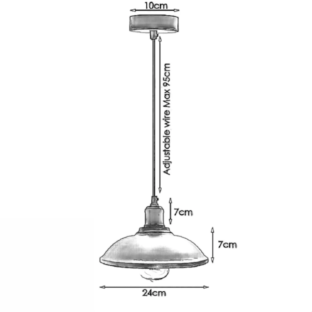 Brushed brass industrial pendant lighting with conical metal shade and 95 cm adjustable cable for indoor use