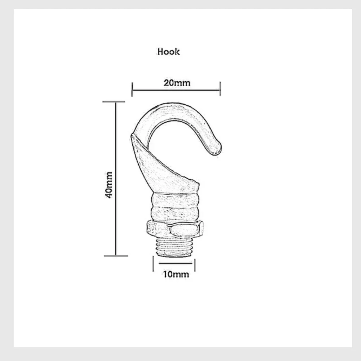 Two French gold pendant light ceiling hooks made of aluminum with a 10mm thread for cable passage