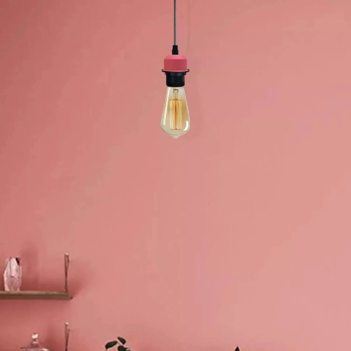 Dimmable pendant light kit with E27 bulb holder, adjustable 95cm cable, and vintage-style metal ceiling rose fitting