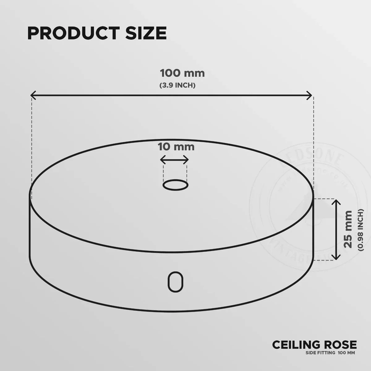 Two metal industrial ceiling roses with cord grips and mounting accessories for indoor light fittings, vintage style