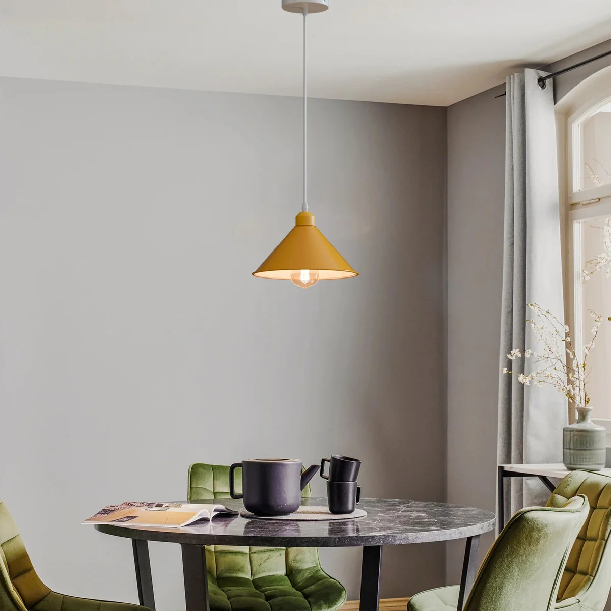 Vintage style hanging table lights with metal shade and E27 lamp base, ideal for modern home décor and various rooms