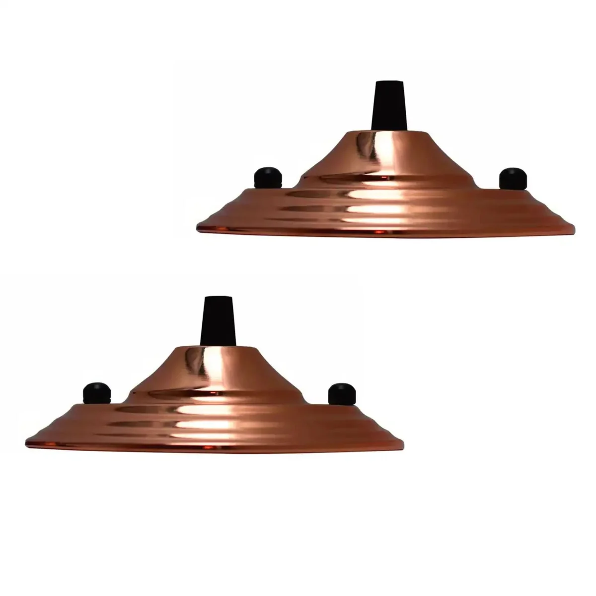 Two metal E27 bulb holders with ceiling rose light fitting design, suitable for vintage and custom lighting fixtures